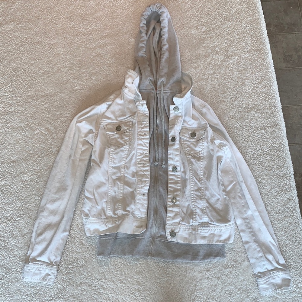 SO White Jean Jacket with Interior Sweatshirt